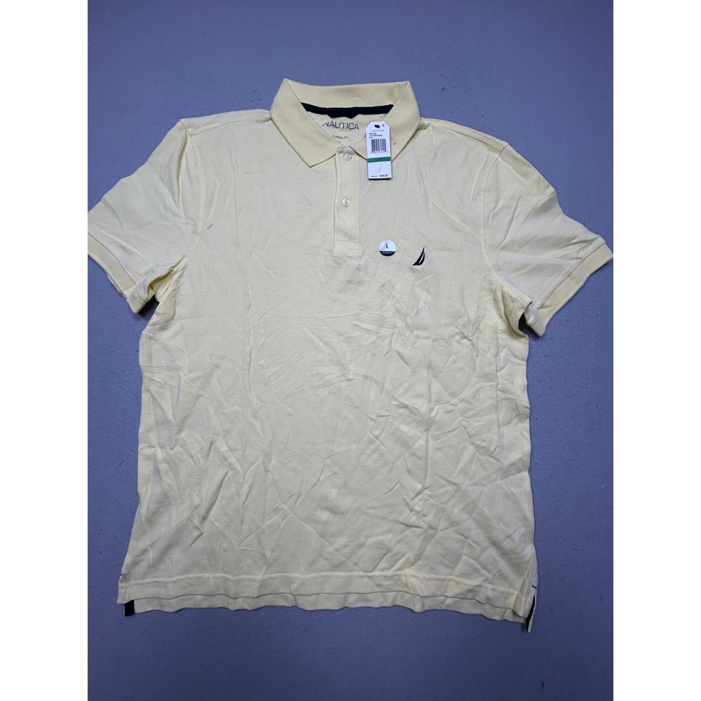 Nautica Polo Shirt 100% Cotton French Vanilla Yellow Large Mens